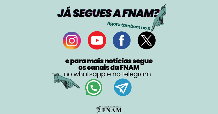 Acompanha os novos Canais de WhatsApp e Telegram da FNAM!